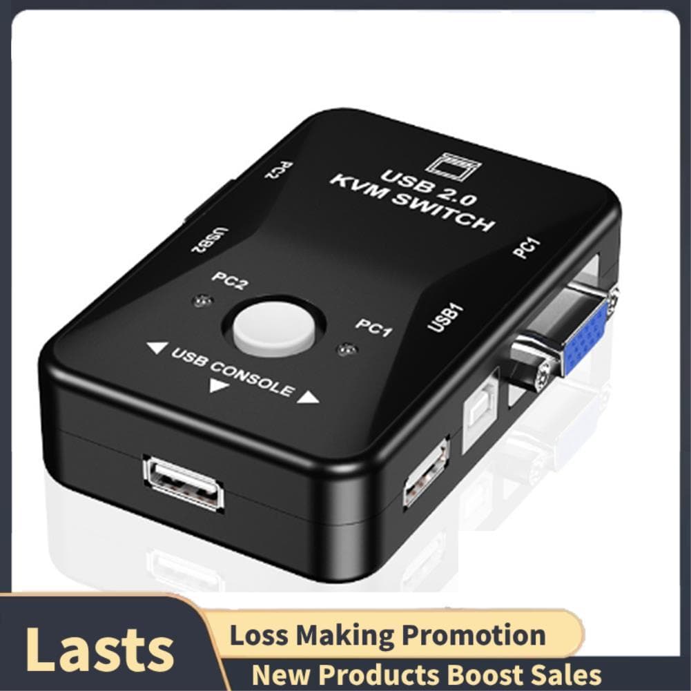 USB 2.0 KVM Mouse Switcher Telado VGA Splitter Box Sharing Switch 2 Portas SVGA Rápida Instalação De Uso