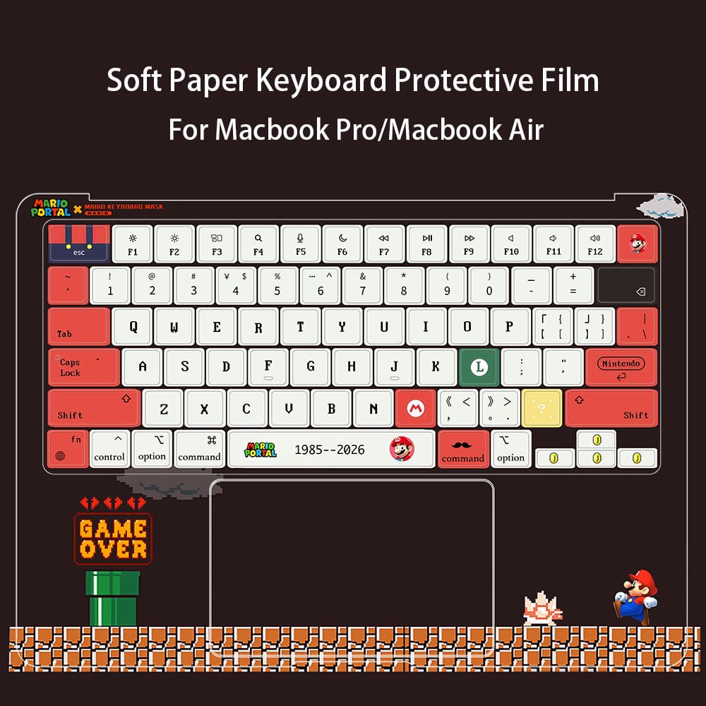 Para Macbook Air/Pro M1 M2 M3 M4 M5 Filme Protetor De Teclado/Super Mario Micro Matte Adesivos De Papel Macio/Anti-Risco