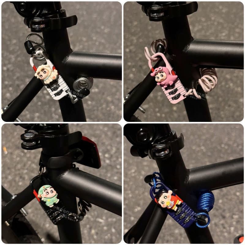 Cadeado de bicicleta Crayon Shin-chan, cadeado antirroubo com senha para bicicleta de montanha, cadeado portátil de cabo
