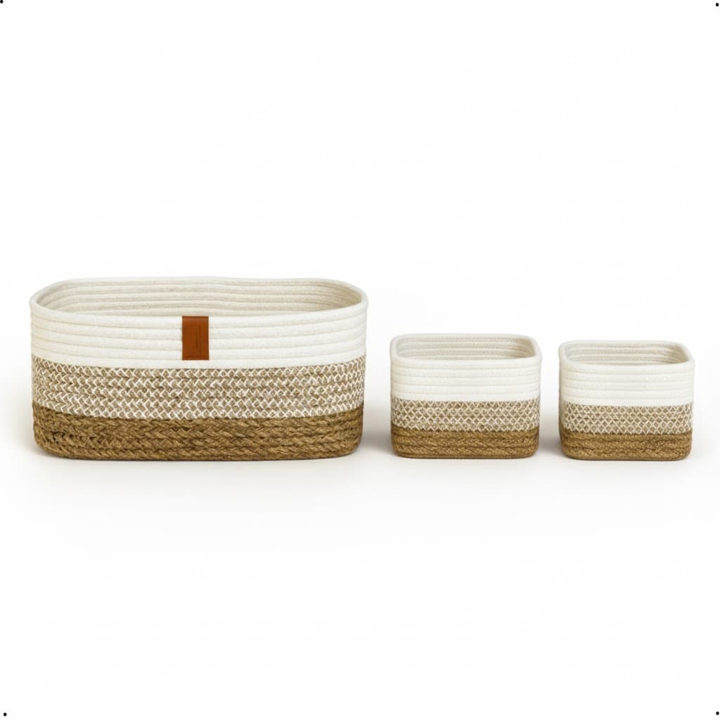 Kit com 3 Cesto Organizador Retangular