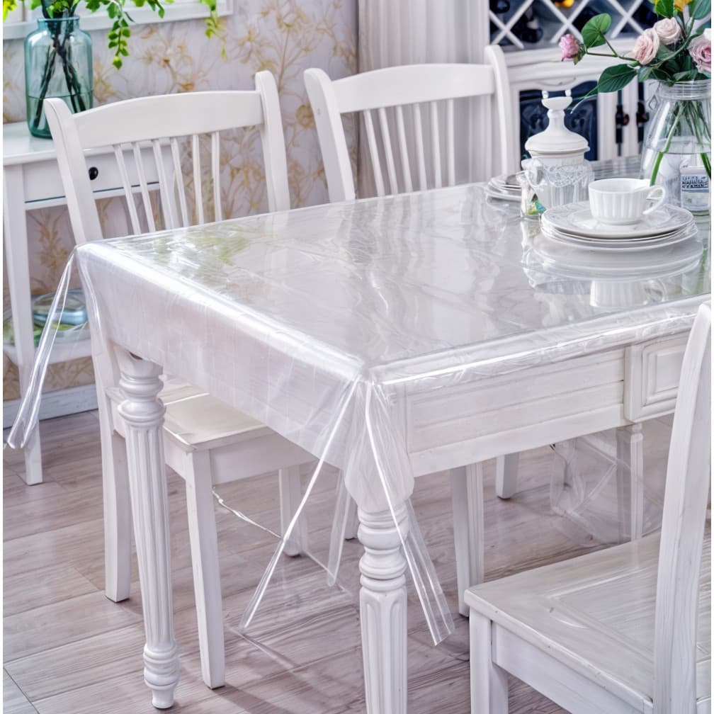 Plástico Toalha De Mesa de 4, 6, 8, 10 Lugares Transparente Térmico Impermeável