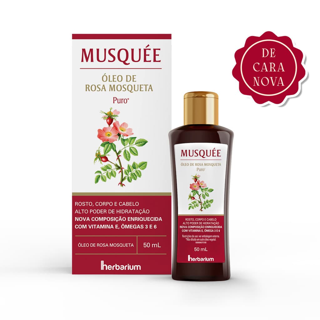 Óleo de Rosa Mosqueta Musquée 50ml 100% Puro Regenerador Manchas Estrias Cicatrizes Anti-Idade Vit E
