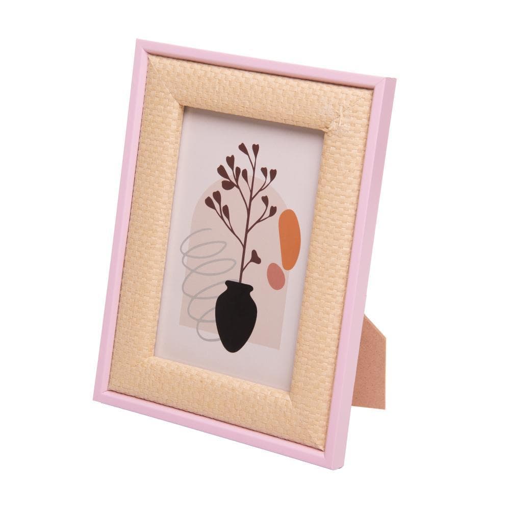 Porta-Retrato Trançado Rústico 10cm x 15cm Rosa MDF