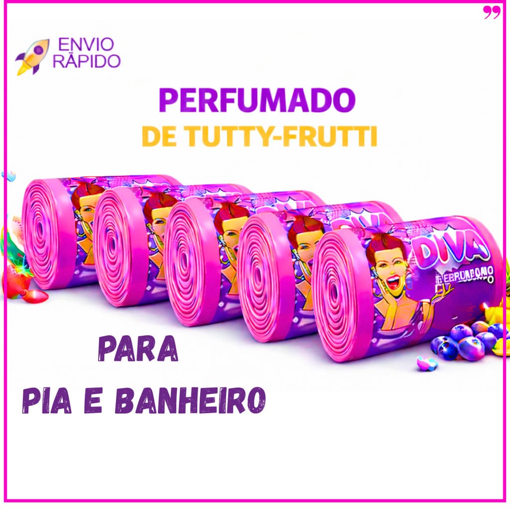 Saco de Lixo PERFUMADO INTENSO TuttiFrutti | 80 a 400 Sacos| PIA E BANHEIRO | 34x38cm Afasta Insetos