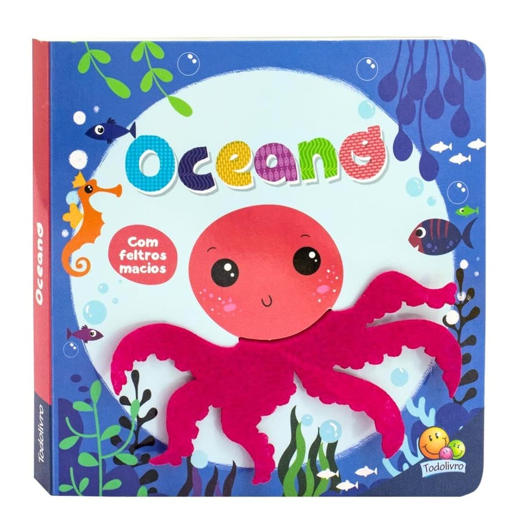 Livro Infantil Oceano Com Feltros Macios Interativo Bebê