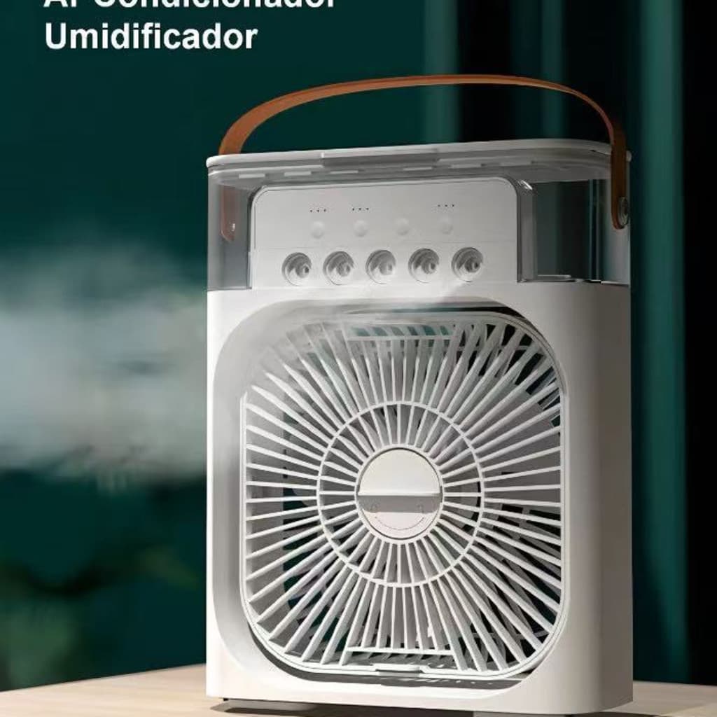 Mini Ar Condicionado Umidificador Ventilador Portátil USB Led Quarto Sala De Estar Escritório Mesa