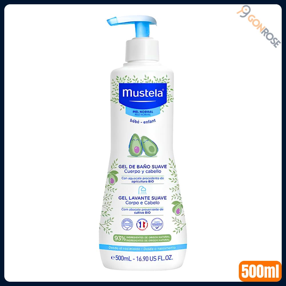 Gel Lavante para Corpo e Cabelo Mustela Suave com 500ml