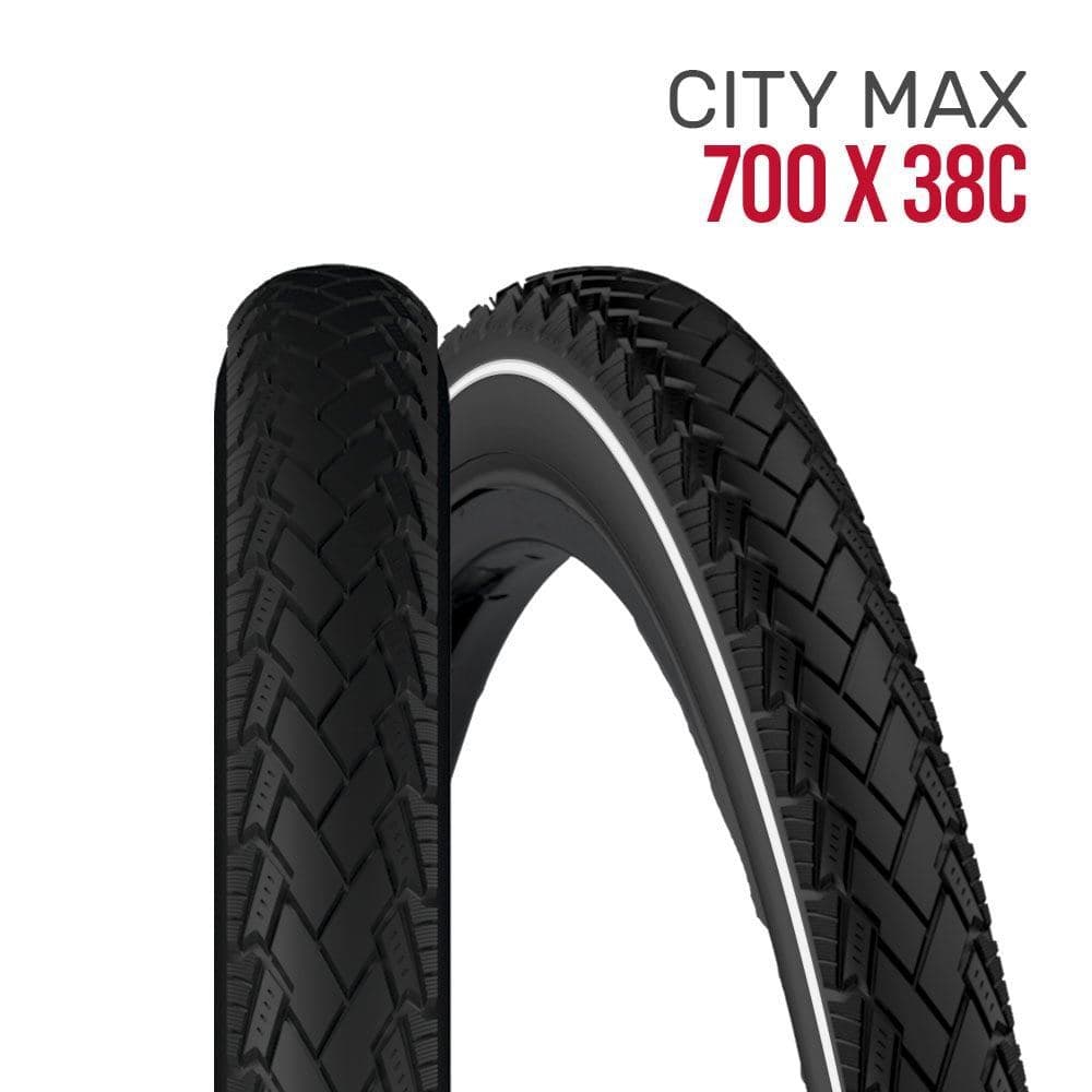 Pneu 700x38C City Max Preto com Faixa Refletiva – Bike Urbana Speed Híbrida
