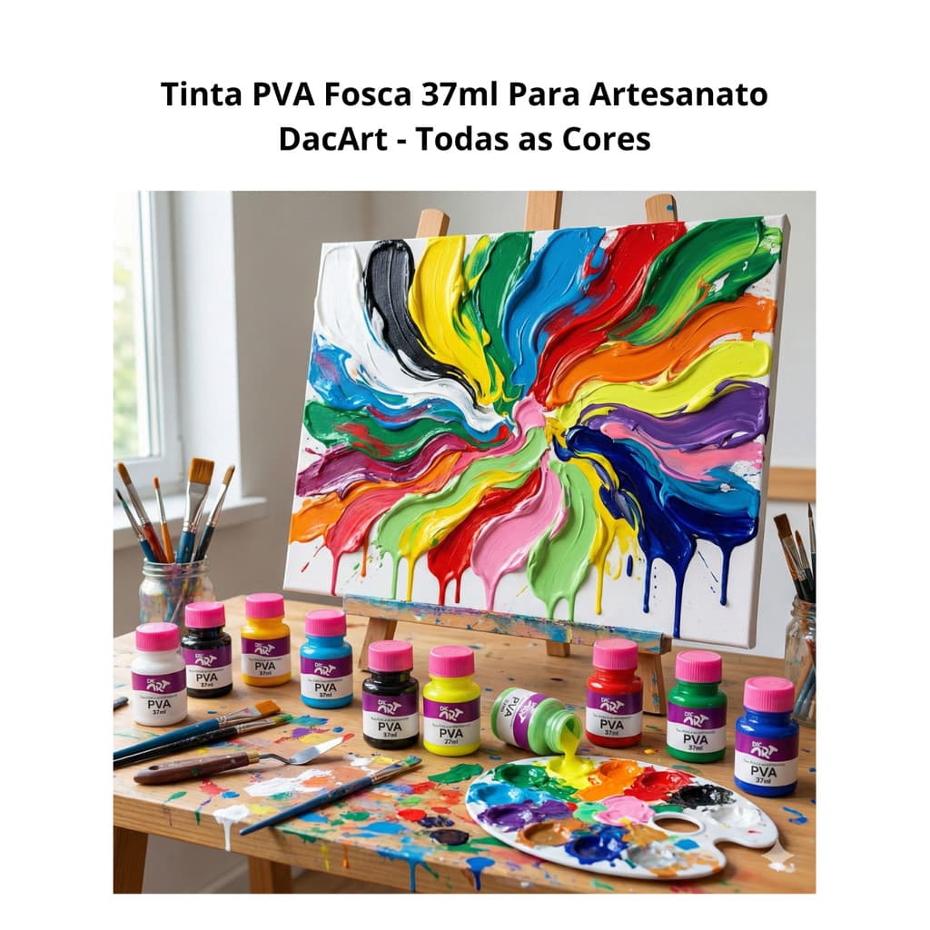 Kit de 4 a 23 Unidades de Tinta PVA Fosca 37ml para Artesanato DacArt - Todas as Cores