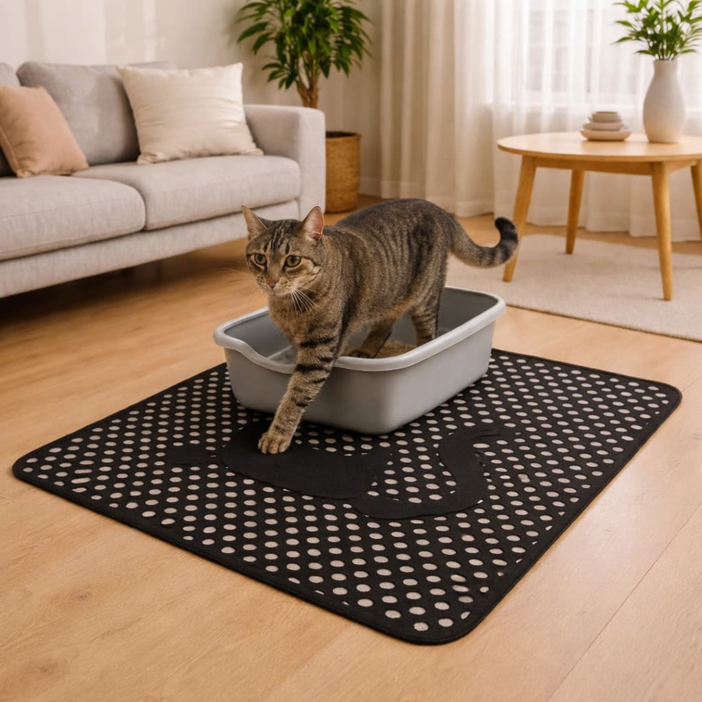 Tapete Higiênico Para Gato Com Coletor De Areia - Preto