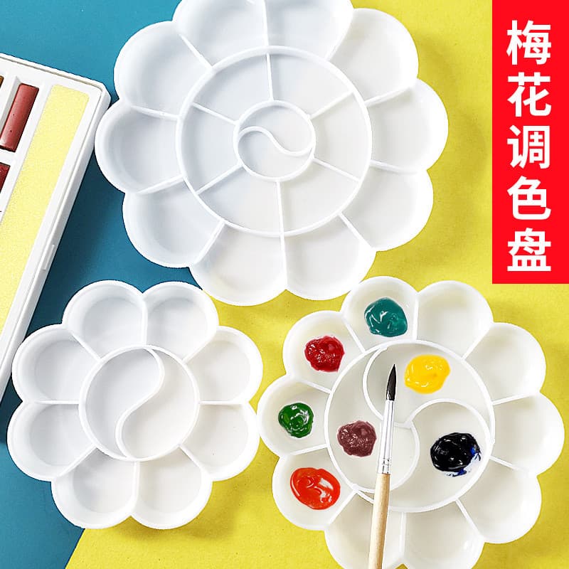 Dosoduo Paleta de aquarela de flor de ameixa Guache portátil Pintura a óleo Pintura chinesa Paleta de pintura artística 