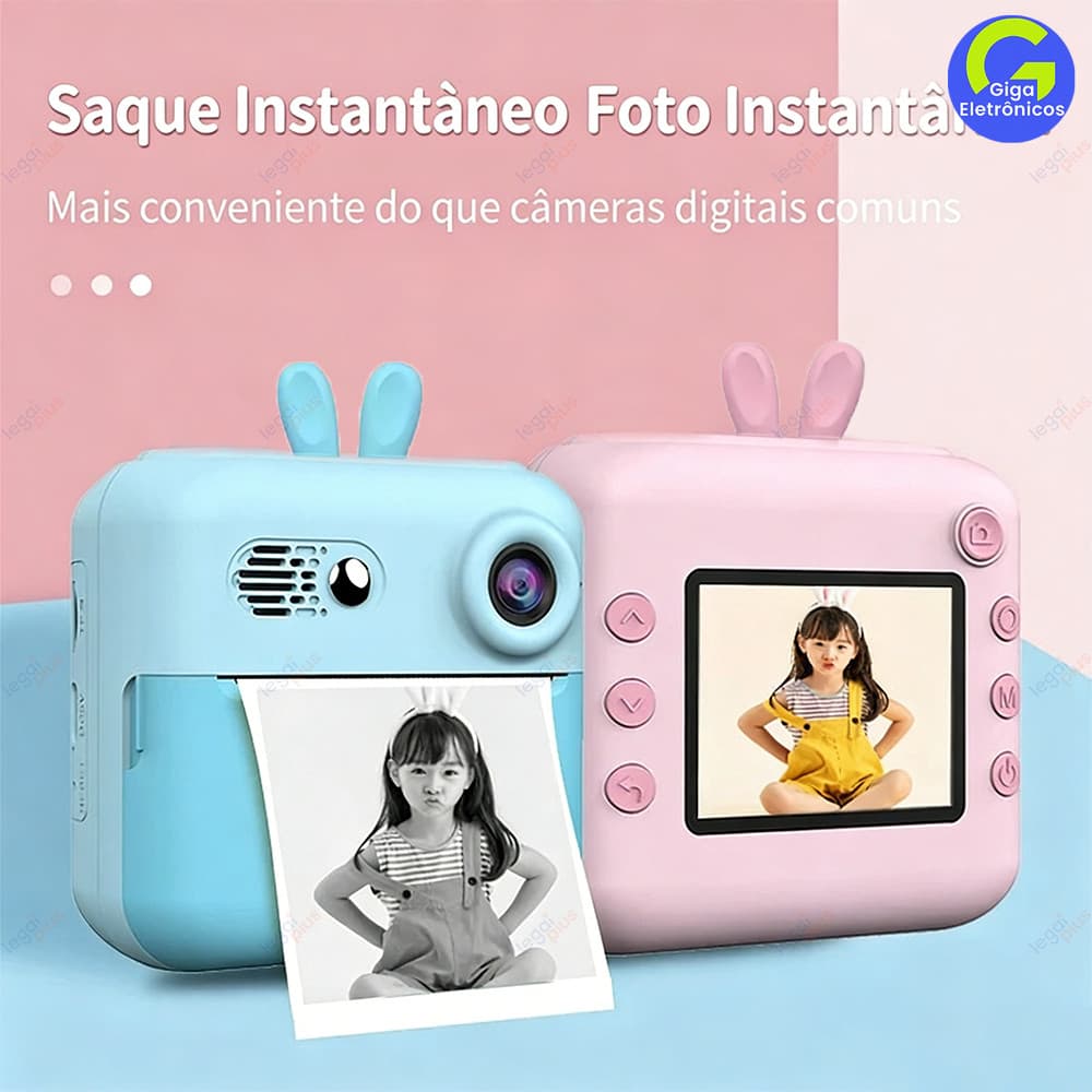 Câmera Fotográfica com Impressora Embutida para Crianças - Função de Vídeo e Impressão Térmica