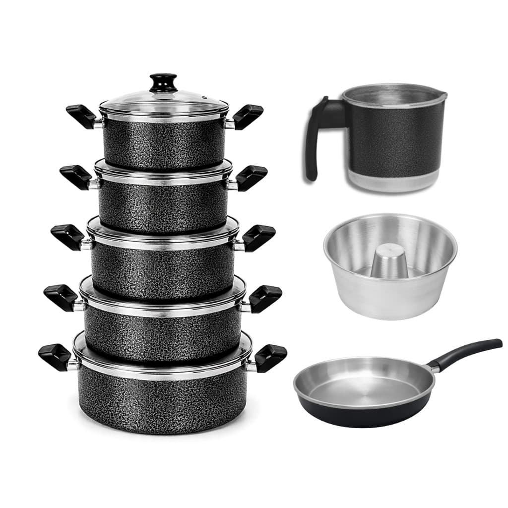 Kit Jogo de Panelas 6 peças com Tampa de Vidro para Cozinha Moderna