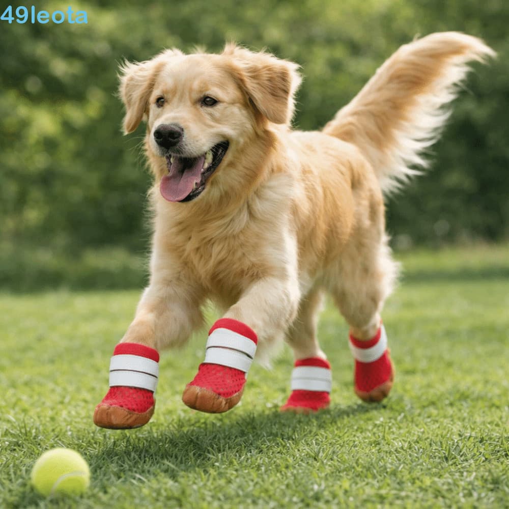 LEOTA Sapatos De Malha Para Cães , Sola De Borracha Oca Botas Antiderrapantes Calçados Respiráveis Ajustáveis