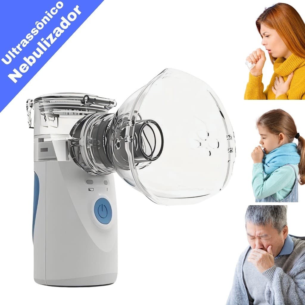 Nebulizador Ultrassônico inalador portátil a pilha e bivolt