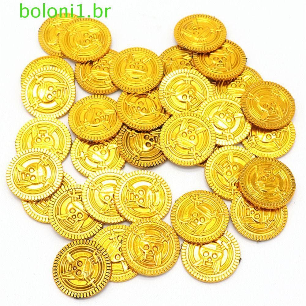 BOLONI Tesouro De Ouro Falso , Moedas Pirata De Plástico Tira , Moeda De Jogo 2.5cm De Halloween