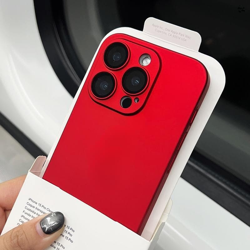 Capa de telefone Ultra fino vermelho fosco  para 17 Pro MAX 16 15 14 13 12 11 revestimento durável prot