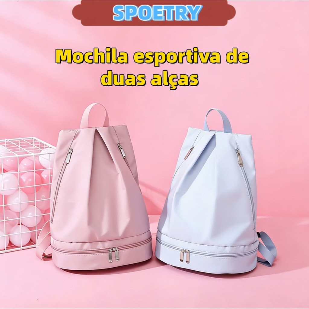Mochila saco dobrável compacta prática para viagem e praia resistente à água alta capacidade espaço para sapatos