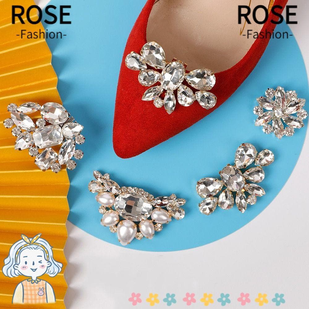 ROSEGOODS 2 Peças De Clipe De Sapato Feminino Strass Cristal Salto Alto Amuletos Joias