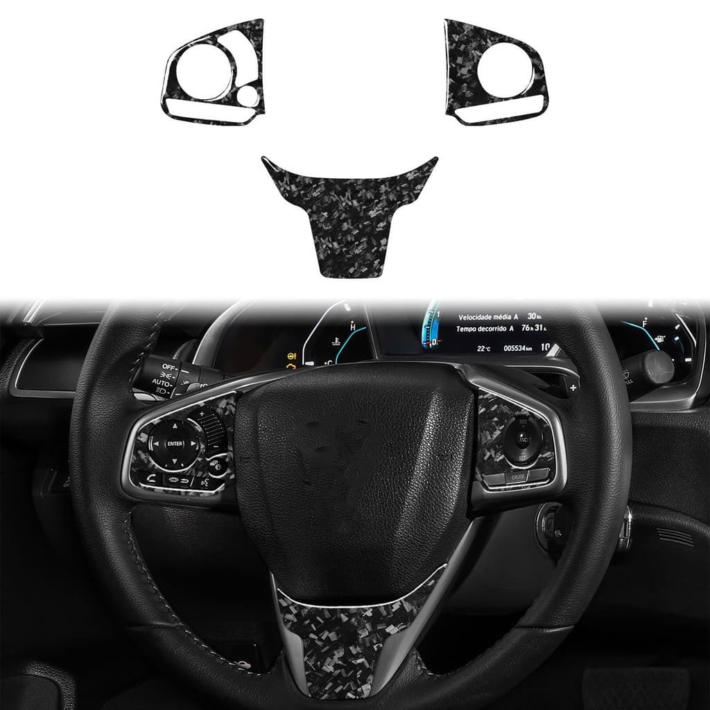 Adequado para modelos Honda16-19 Décima Geração Civic Volante Botão Fibra de Carbono Forjamento Peças de Modificação Int