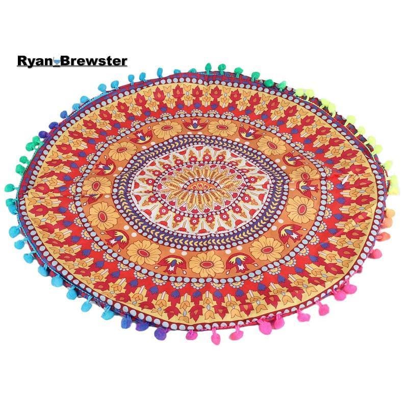 [Preferência R] Capa De Almofadas Boêmias Redondas Para Piso De Mandala Indiana 13