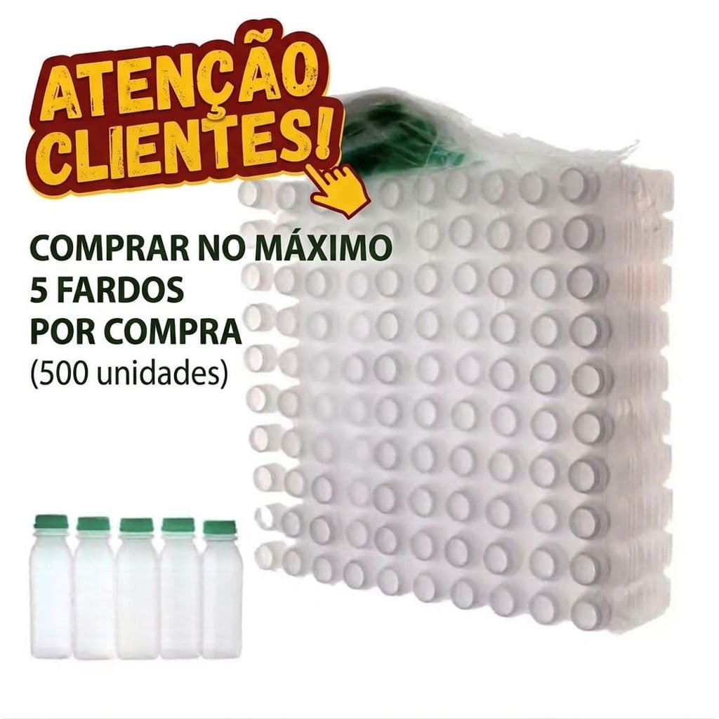 Garrafa Garrafinha Plástica Descartável Para Sucos/Caldo De Cana/ Água De Coco - 300 ML - 100 uni aprovada a melhor