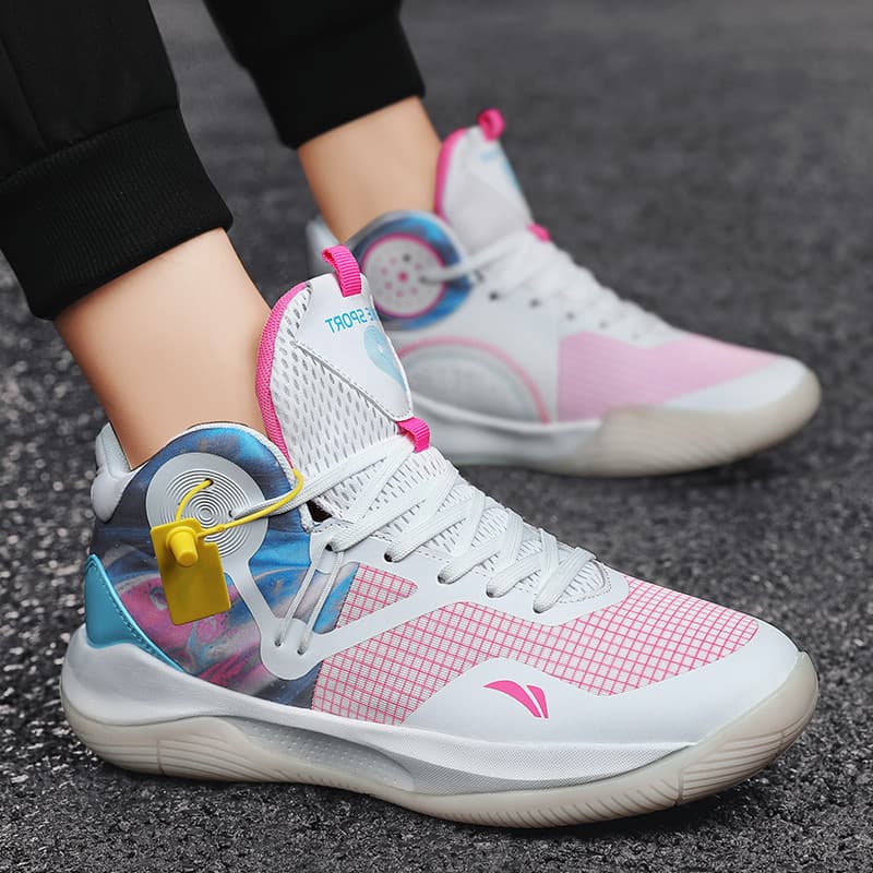 Sonic 9 tênis de basquete masculino platina flor de cerejeira rosa respirável tênis juventude fricção pode anel estudant