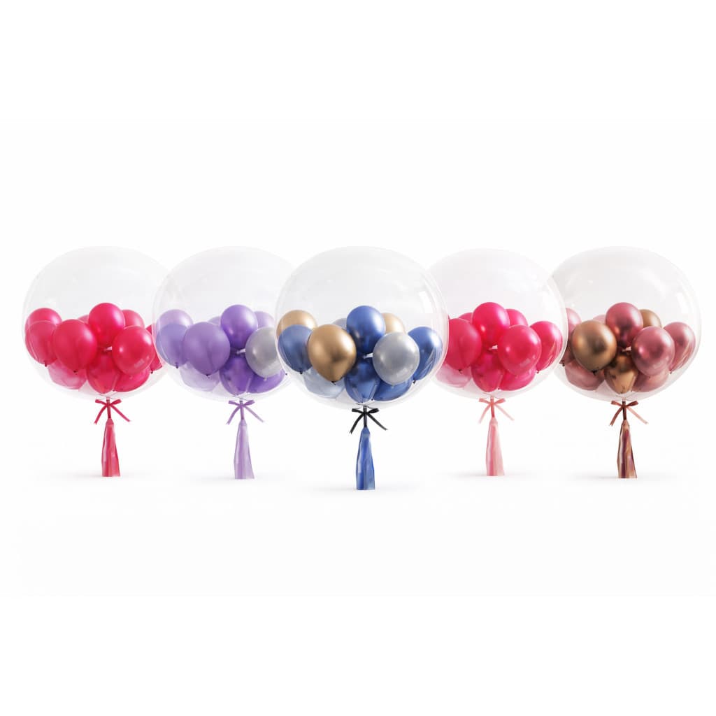 BUBBLE DECORADO 22'' COM 12 BEXIGAS LATEX 5''