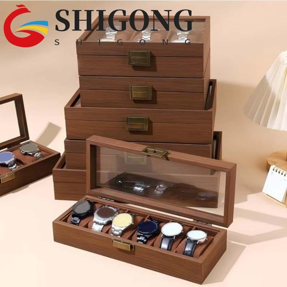 SHIGONG Caixa De Armazenamento De Relógio , Macia De Nogueira Pulseira Estilo Chinês