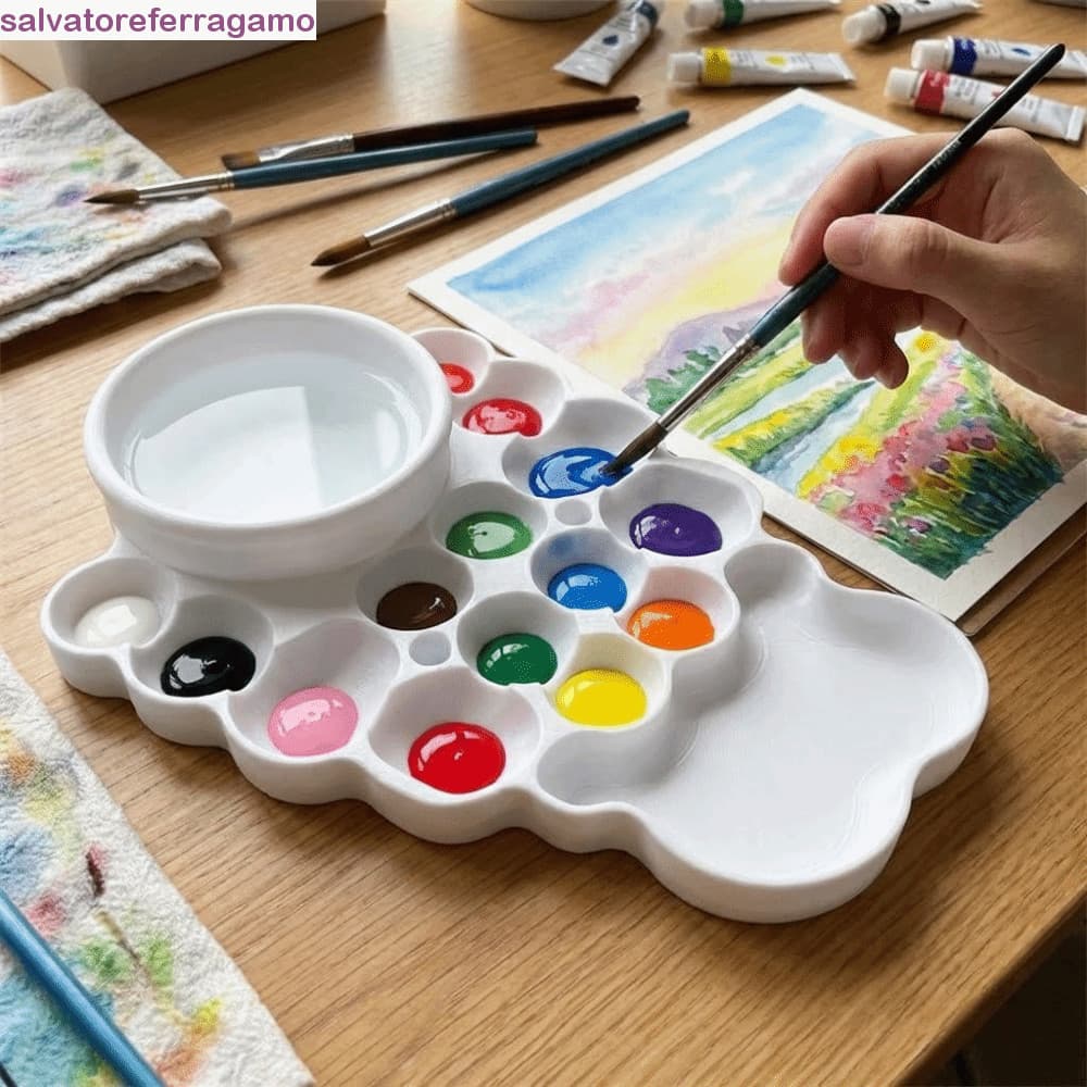 Paleta De Pintura SALVATOREFERRAGAMO , Bandeja Criativa De Tinta Aquarela Com Vários Compartimentos , Portátil