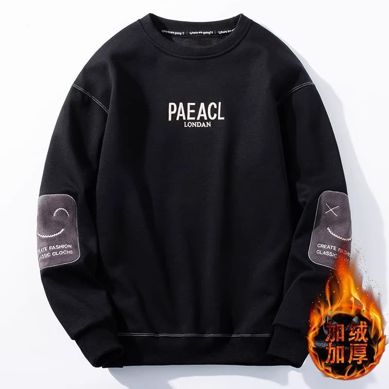 2025 novo estilo forro de lã engrossado moletom quente masculino outono inverno trabalho Wear solto Casual manga comprid