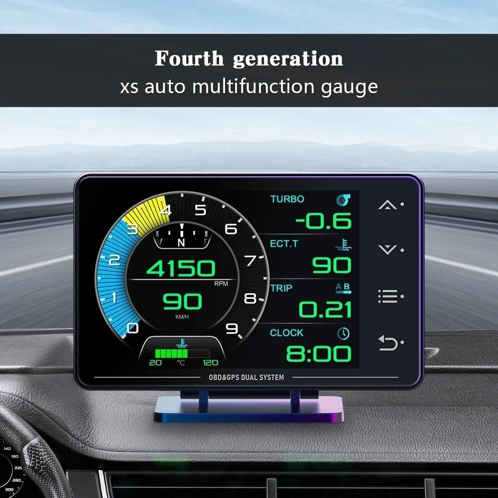 Mais Novo Display XS OBD + GPS HUD Carro Multi-Função Medidor De Água & Temperatura Do Óleo Turboalimentado Pressão De H