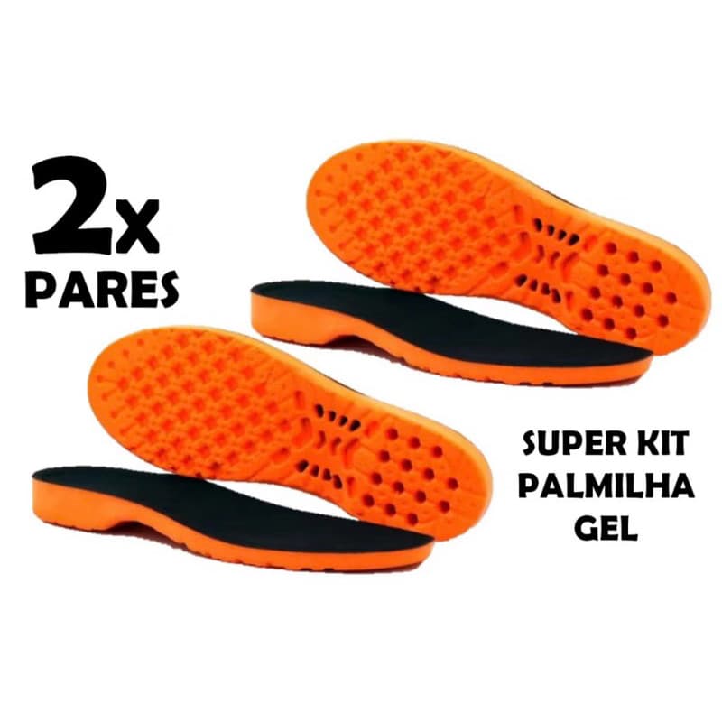 kit palmilha 2xpares anti impacto, confortável, gel pu silicone track