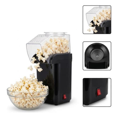 Máquina De Pipoca Pipoqueira Elétrica Sem Óleo Quente Preta