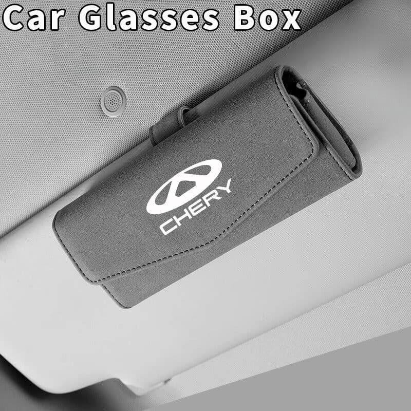 Caixa de Óculos de Sol para Carro para Chery Tiggo 3 4 5 7 PRO 8 Omoda 5 QQ 2024 2023 Suporte de Couro Estojo de Armazen