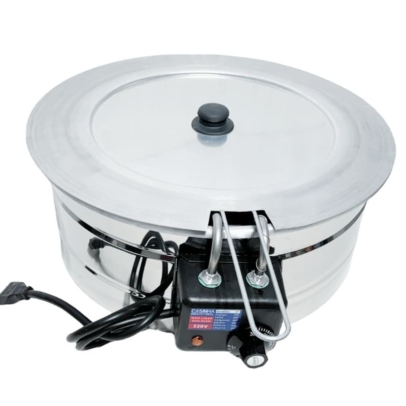 Fritadeira Elétrica Industrial Tacho Redondo Inox 10 Litros Com Tampa
