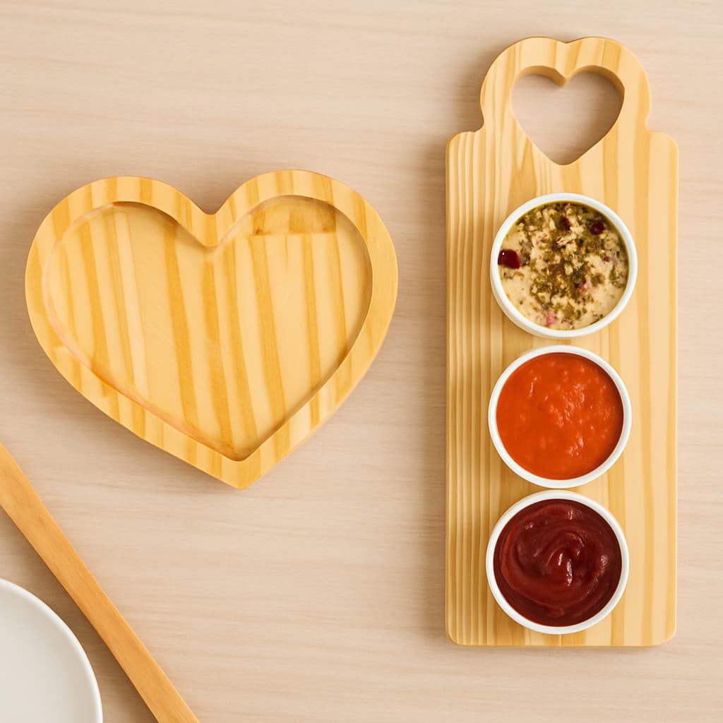 Kit Tábuas Petisqueira Para Frios Petiscos Porções Aperitivos com 3 Ramequins para Molhos e Temperos Decoração