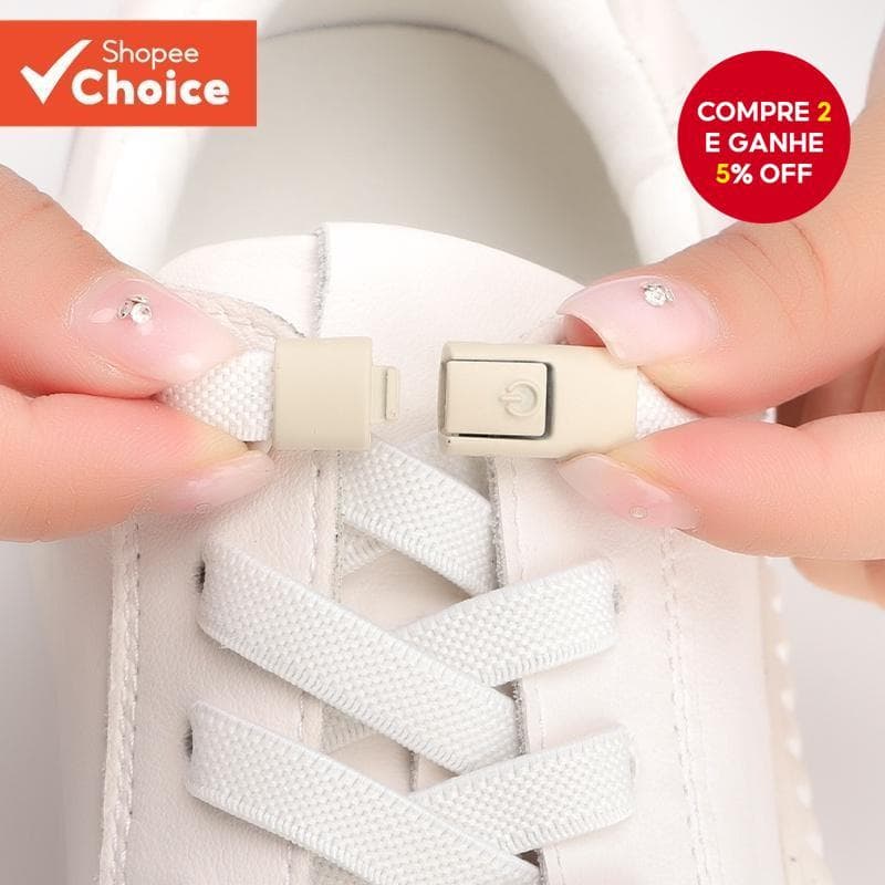 Cadarços Elásticos Planos Sem Amarração Com Trava De Metal Para Tênis Crianças Adultos