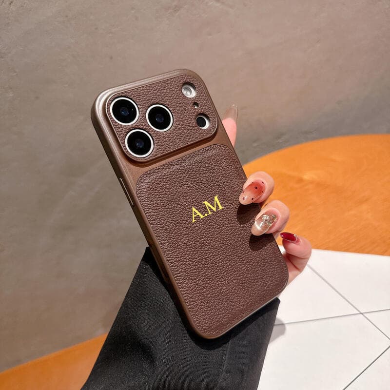 Capa De Couro Com Letras De Nome Personalizadas Para iPhone 17 16 15 14 13 Pro Max