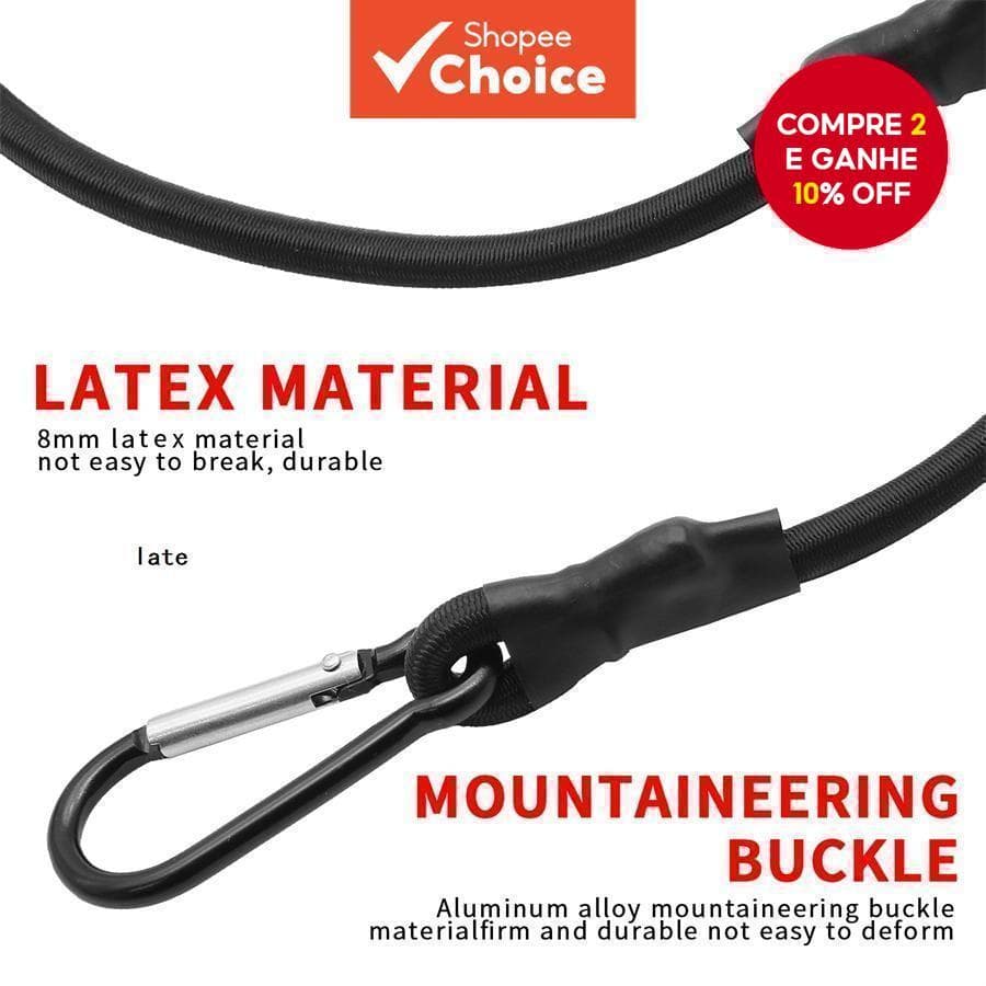 Novas cordas elásticas de 30/60/90/120/150CM, cordas bungee de 8MM com ganchos, leves, para amarrar bicicletas, bagagens