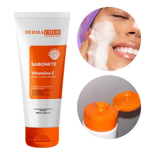 Sabonete Facial Dermachem Vitamina C E Íons Clareador para Todos os Tipos de Pele