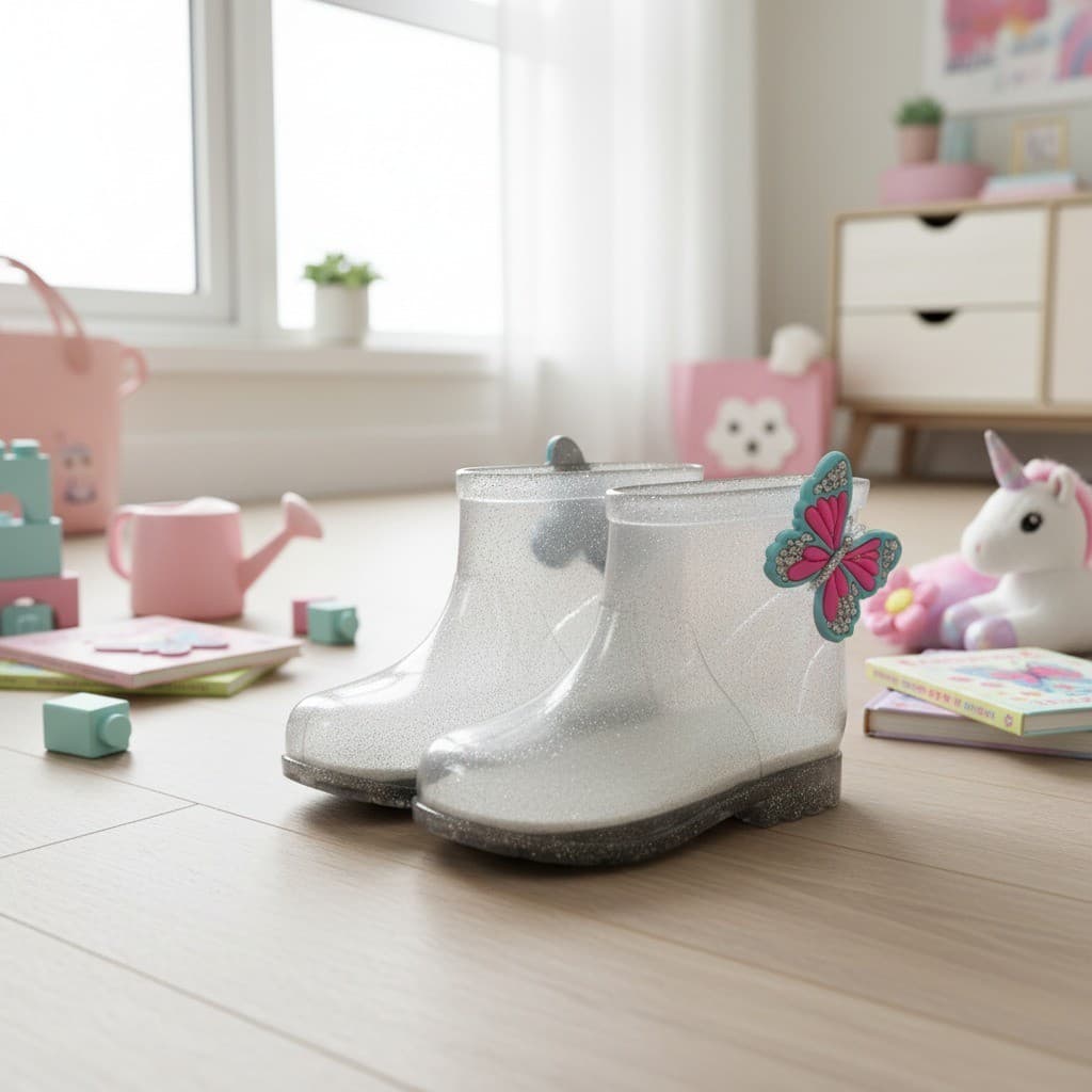 Galocha Botas Infantil Meninas Coração Borboleta Abelhinha Criança Lev Confortável Chuva Impermeável