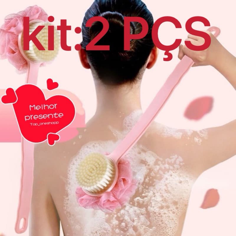 kit:2pçs Escova De Banho Com 2 Em 1 Para Esfregar As Costas E Esfregar