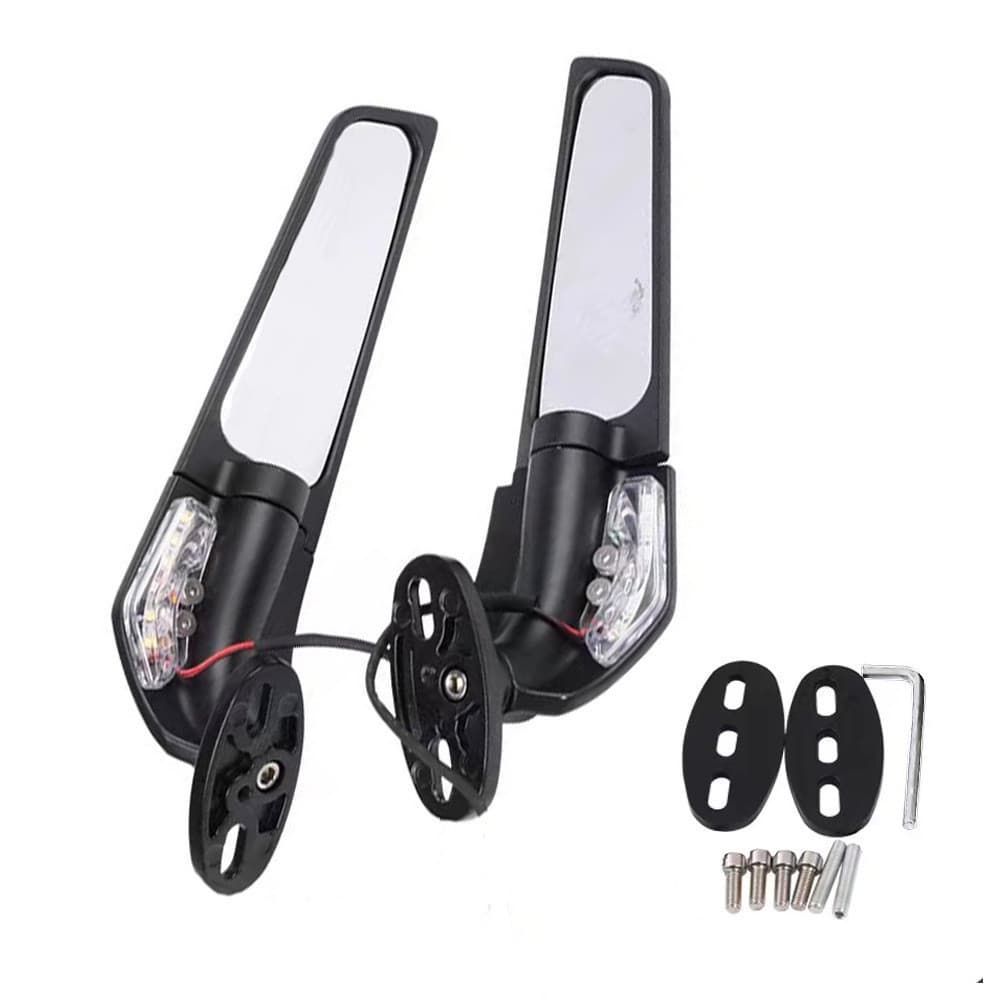 Novo produto Acessórios para espelho retrovisor de modificação de motocicleta de venda quente com Spoiler de luz Espelho