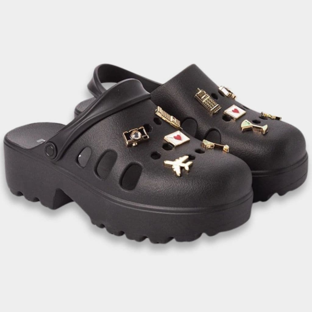 Babuche Moleca Salto Tratorado Pin Feminina - Preto