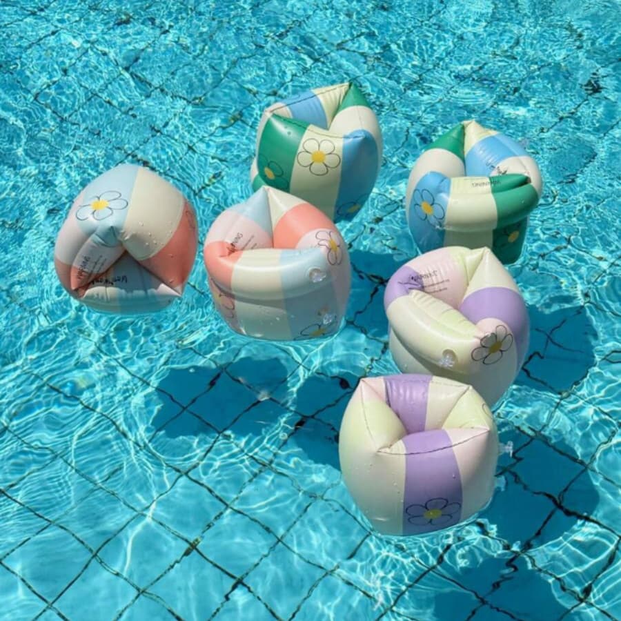 Par de Bóias de Braço Infantil Feminina Piscina Criança Segurança Aprender a Nadar Verão Flores