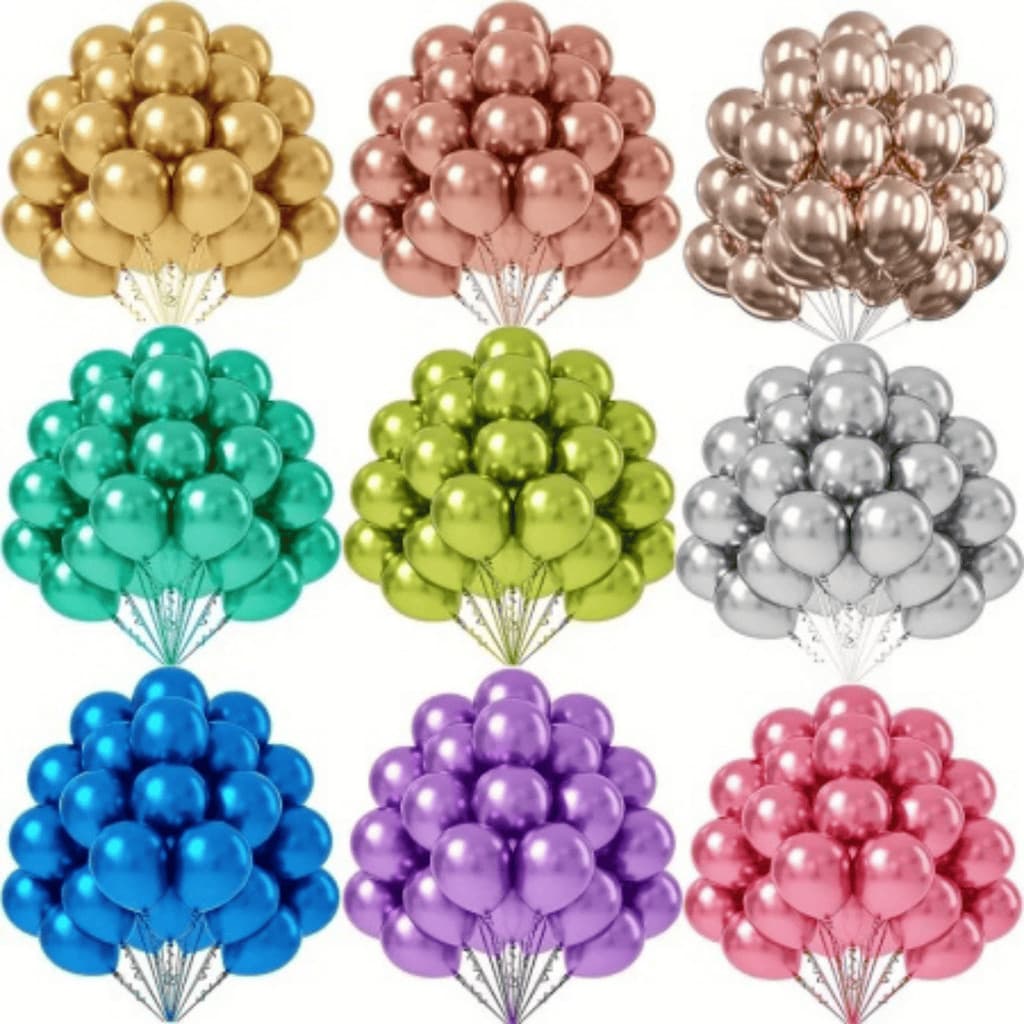 50 Bexigas Metalizadas Nº 10 para Decoração de Festa – Aniversário, Casamento, Chá Revelação e Eventos
