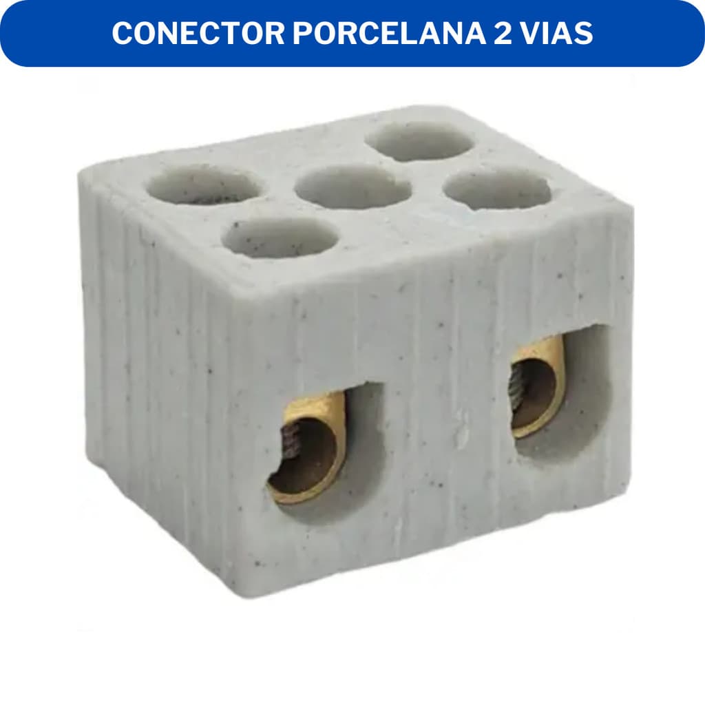 Kit 2 Conector Porcelana 2 Vias 6mm 10mm 16mm - Resistente Alta Temperatura Para Chuveiros e Torneiras