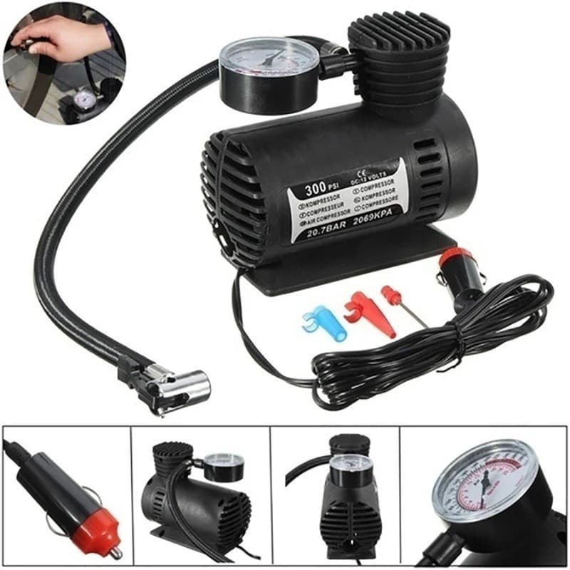 Bomba De Ar Inflável Elétrica 300PSI , 12V , 120W , Carro , Bicicleta , Medição De Pressão Dos Pneus , Portátil , Mini C