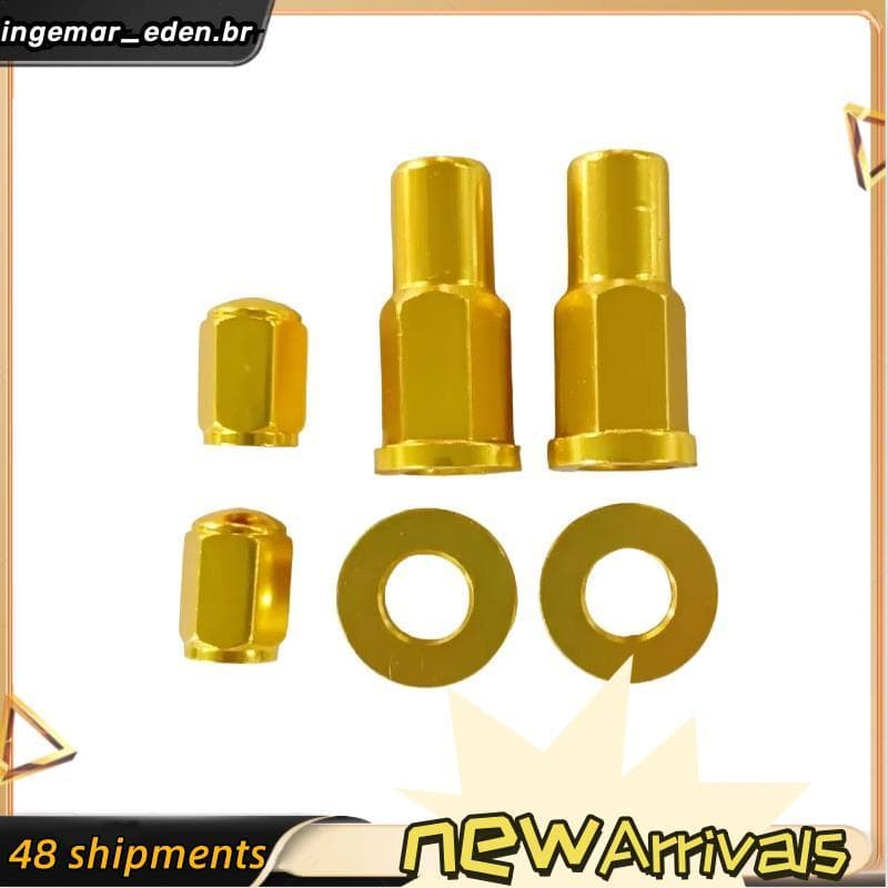 Conjunto De Tampa De Válvula De Pneu De Motocicleta-Kit De Porcas De Bloqueio De Cor Dourada Com Parafusos E Arruelas